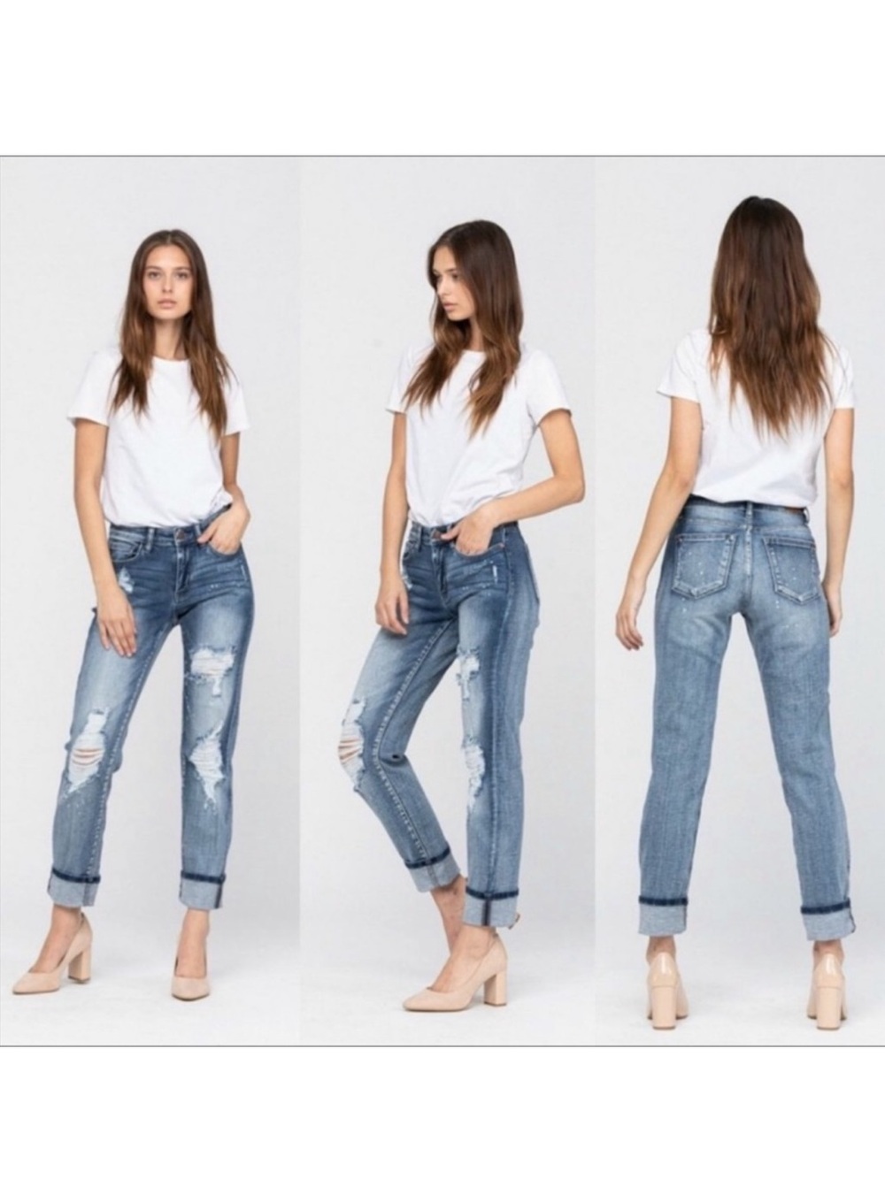 Judy Blue Bleach Splatter Boyfriend Jeans Size 29/9 mid rise NWT distressed